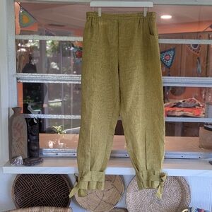 Blanque Large Barrel Linen Pants with Tie Details Lagenlook Luxury Bohemian